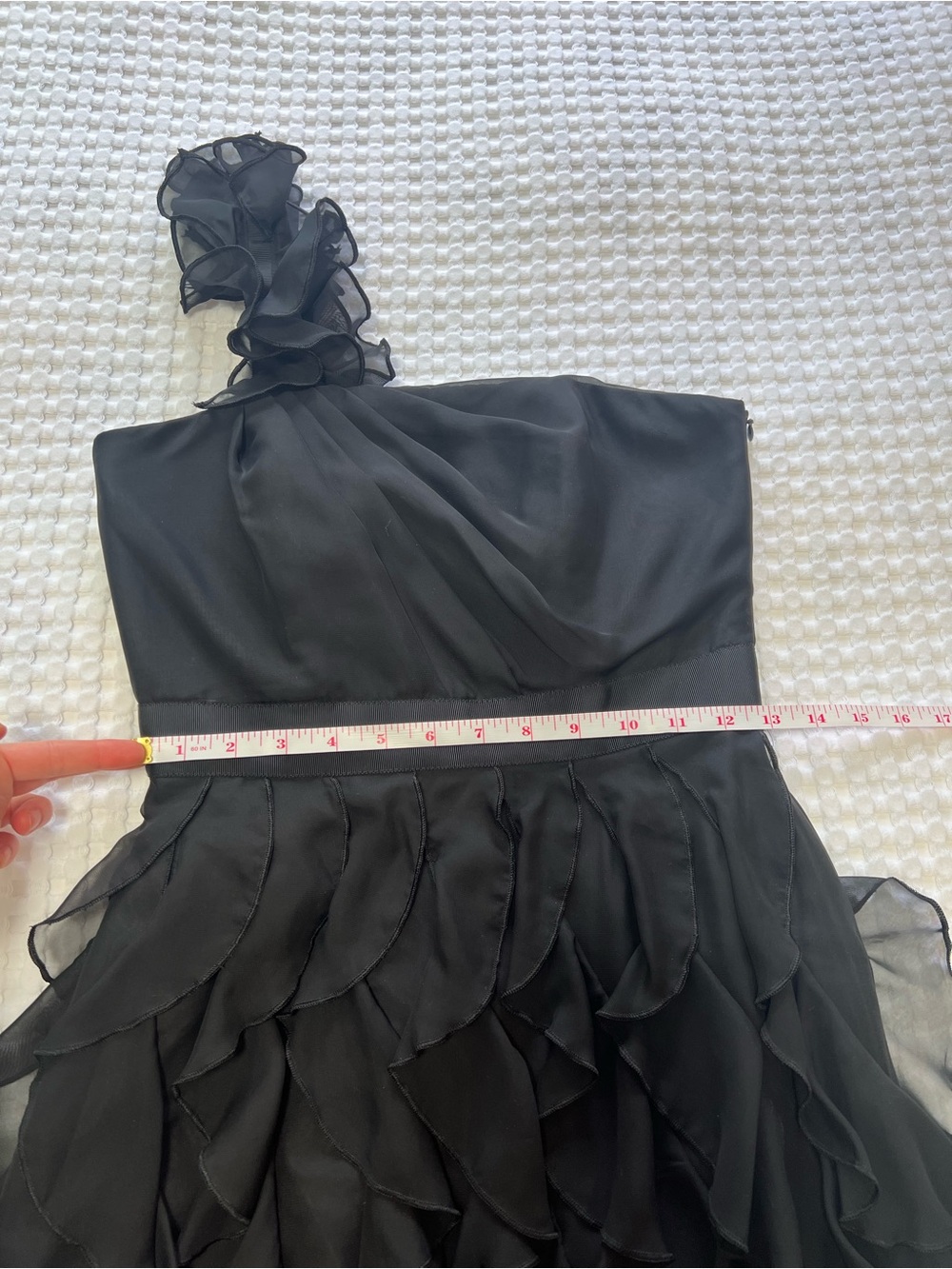White House Black Market Black One-Shoulder Ruffle Cocktail Dress - Picture 9 of 14